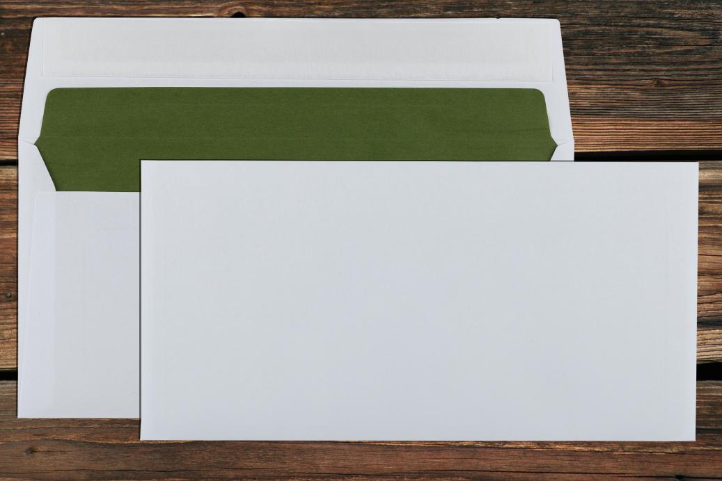 Briefhüllen mit Seidenfutter DL 110x220 mm Haftklebend Weiß 90 g/qm